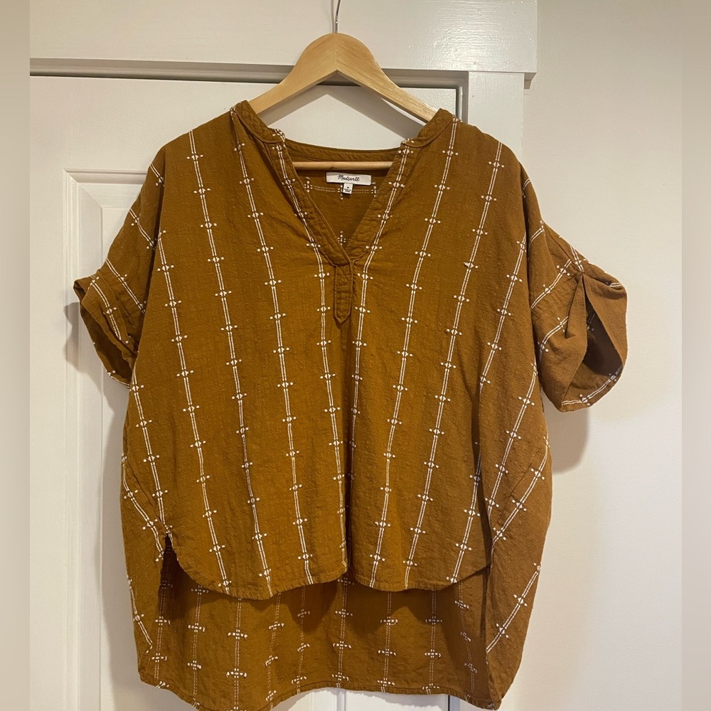 Madewell Brown Blouse with White Stripes - Picture 2 of 6